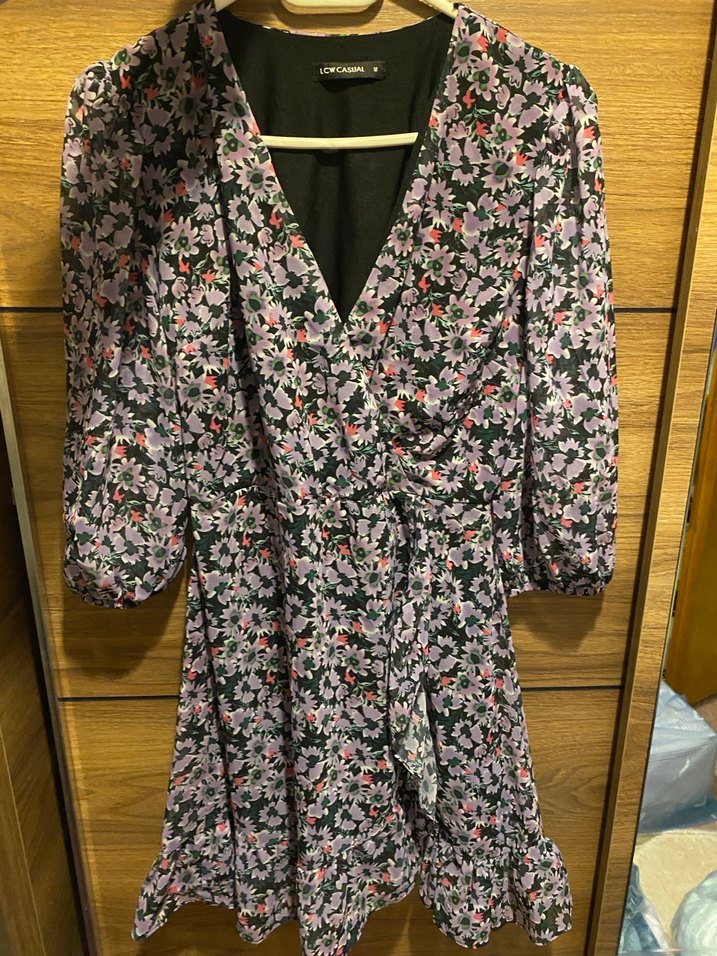 Çiçek Desenli Mini Salaş Kadın Elbise - Görsel 2