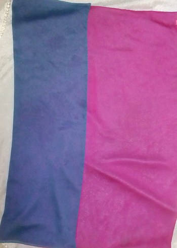 Fuşya pembe ve Mavi Renk %100 Polyester Eşarp - Görsel 2