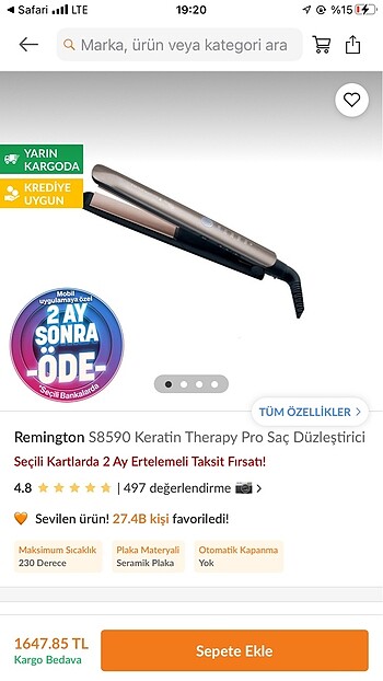 Remington Keratin Therapy Pro Saç Düzleştirici