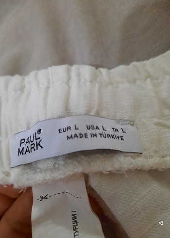 Paulmark Kadın Beyaz Pamuklu Rahat Kesim Pantolon