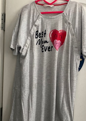 Düğmeli Gri Hamile Tişörtü