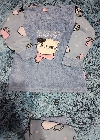 Nakışlı Mavi ve Beyaz Çocuk pijaması( 2 takım fiyatı) - Görsel 2