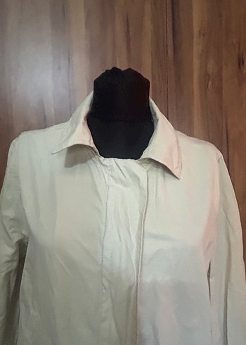 Bej Midi Kadın Yağmurluk Fermuarlı - Görsel 4