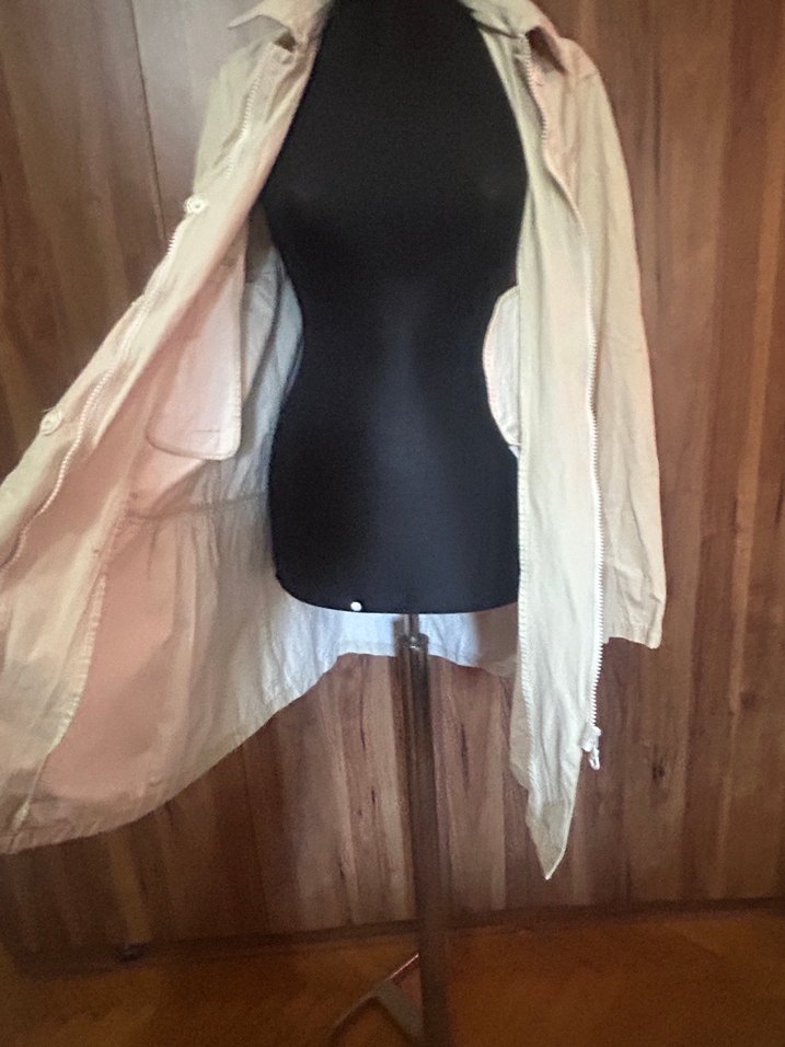 Bej Midi Kadın Yağmurluk Fermuarlı - Görsel 5