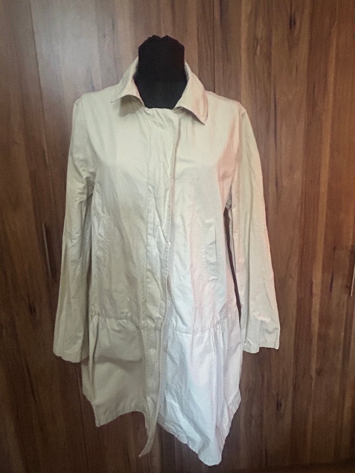 Bej Midi Kadın Yağmurluk Fermuarlı - Görsel 2