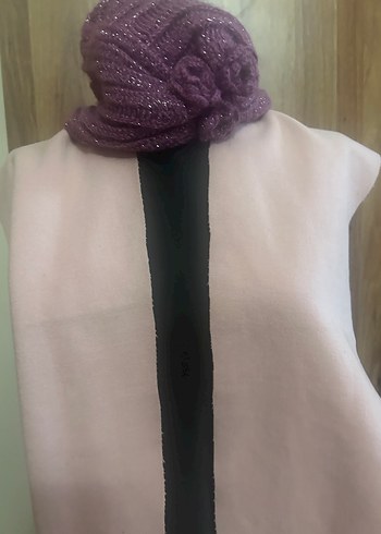 Parlak Mor Örgü Kadın Bere - Görsel 8