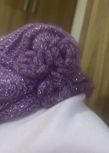 Parlak Mor Örgü Kadın Bere - Görsel 5