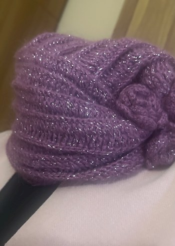 Parlak Mor Örgü Kadın Bere - Görsel 3