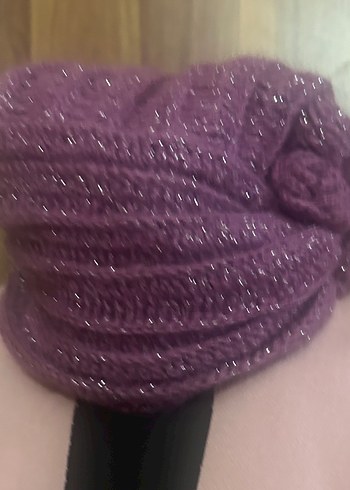 Parlak Mor Örgü Kadın Bere - Görsel 2