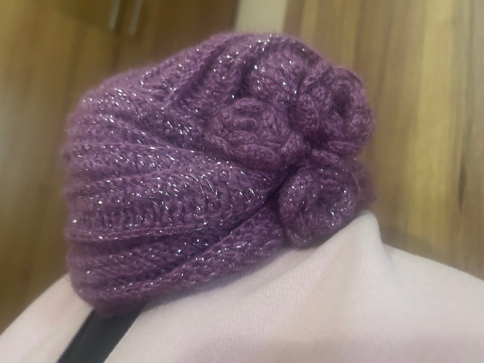 Parlak Mor Örgü Kadın Bere - Görsel 4