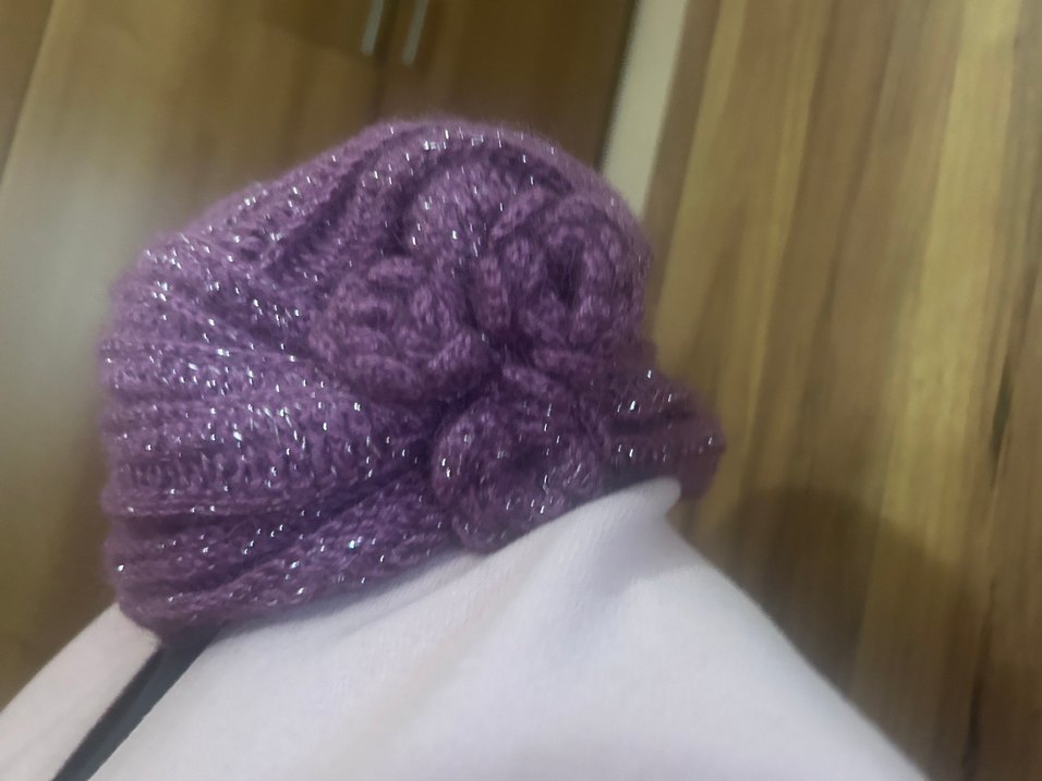 Parlak Mor Örgü Kadın Bere - Görsel 5