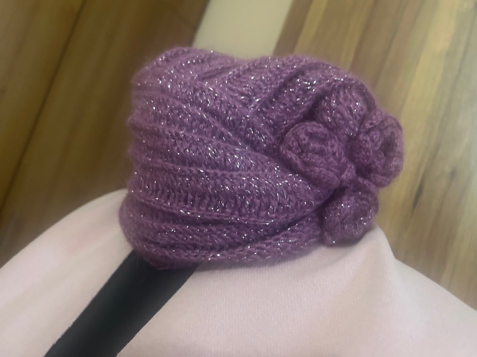 Parlak Mor Örgü Kadın Bere - Görsel 3