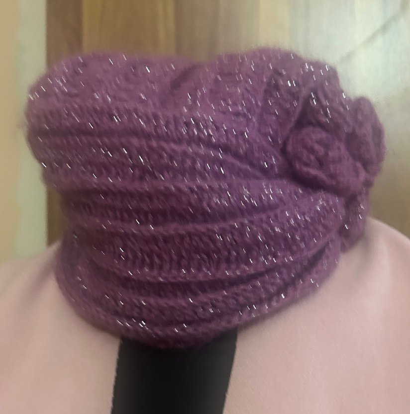 Parlak Mor Örgü Kadın Bere - Görsel 2