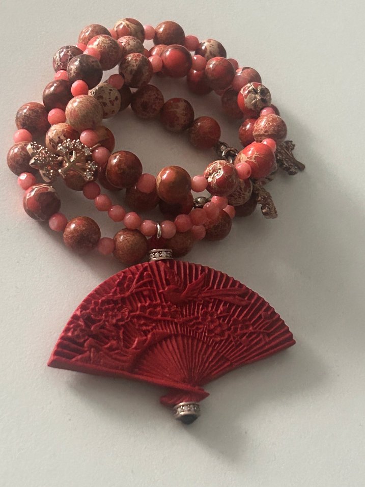 Kırmızı Jasper Taşlı Kolye - Görsel 2