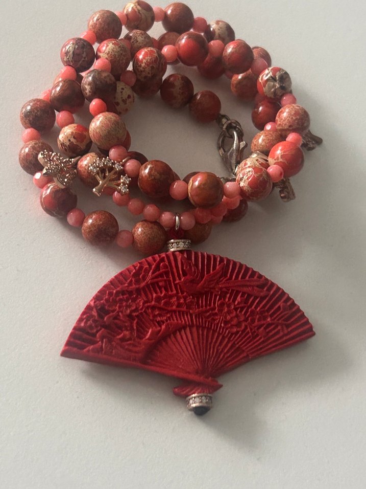 Kırmızı Jasper Taşlı Kolye - Görsel 5