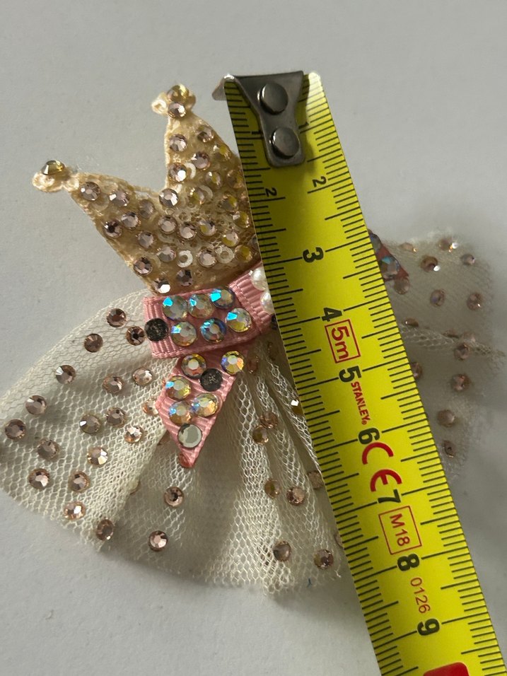 Renkli Payetli Nakışlı Taç Broş - Görsel 4