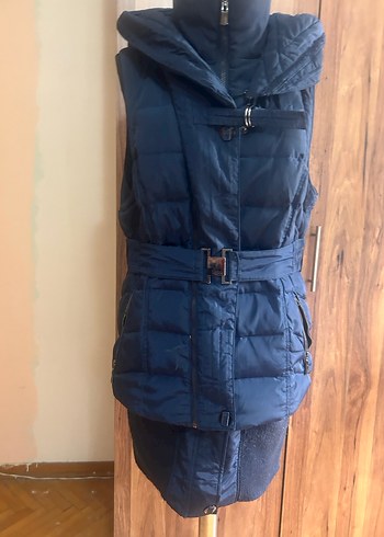 Kemerli Lacivert Kadın Kışlık Çok amaçlı Mont - Görsel 4