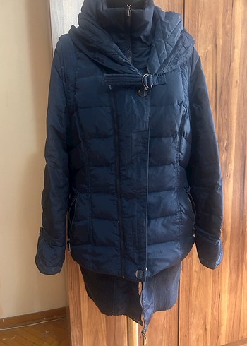 Kemerli Lacivert Kadın Kışlık Çok amaçlı Mont - Görsel 2