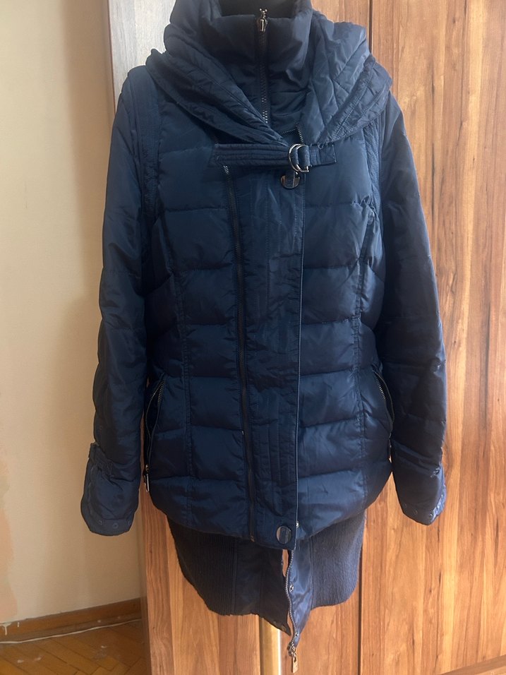 Kemerli Lacivert Kadın Kışlık Çok amaçlı Mont - Görsel 2