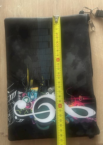 Renkli Baskılı Siyah Kadın El Çantası - Görsel 3