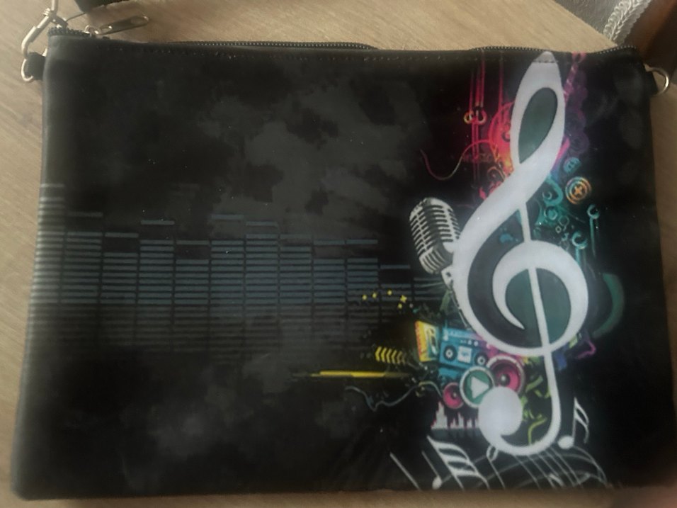 Renkli Baskılı Siyah Kadın El Çantası - Görsel 5