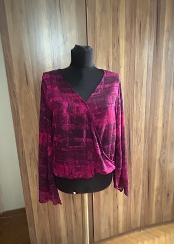 Kadın Pembe Drapeli V Yaka Bluz - Görsel 5