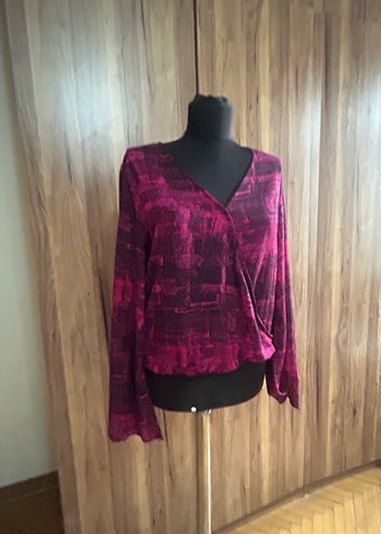 Kadın Pembe Drapeli V Yaka Bluz - Görsel 6