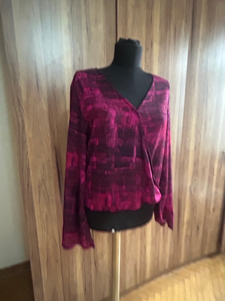 Kadın Pembe Drapeli V Yaka Bluz - Görsel 2