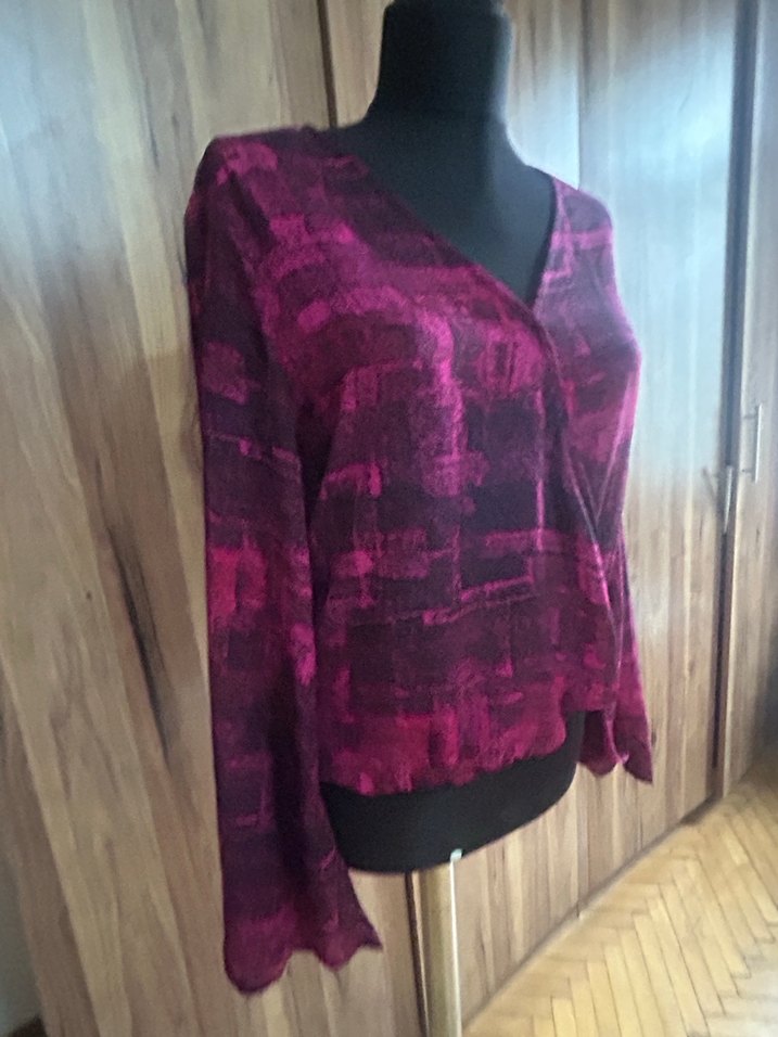 Kadın Pembe Drapeli V Yaka Bluz - Görsel 3