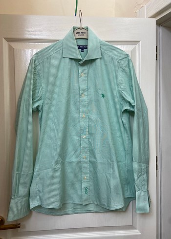 U.S Polo Assn. Mint Yesili İnce Cizgili Polo Gomlek