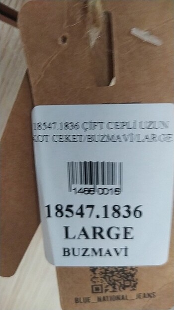 l Beden Uzun kot ceket buz mavi
