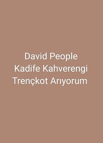 David People Kadife Trençkot Arıyorum 