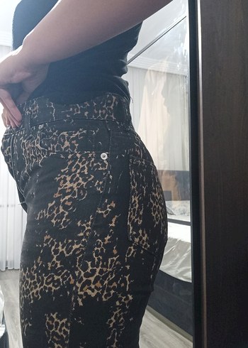 36 Beden Zara Kahverengi leopar Desenli Kadın Pantolon