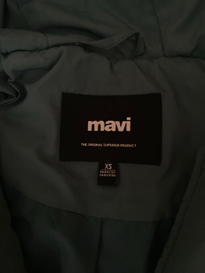 Düğmeli Kapüşonlu Mavi Kadın Ceket - Görsel 4