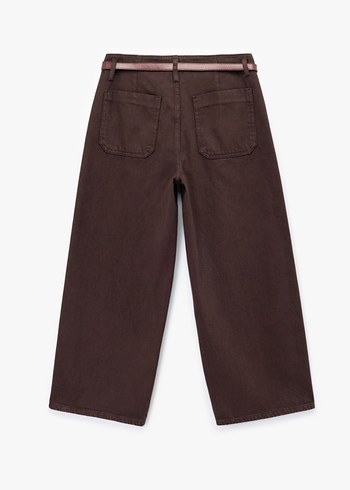 Kahverengi Kemerli Regular Fit Kadın Kot Pantolon - Görsel 2