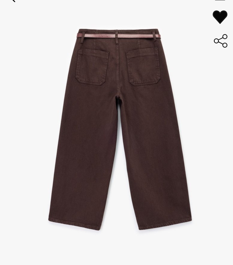 Kahverengi Kemerli Regular Fit Kadın Kot Pantolon - Görsel 2