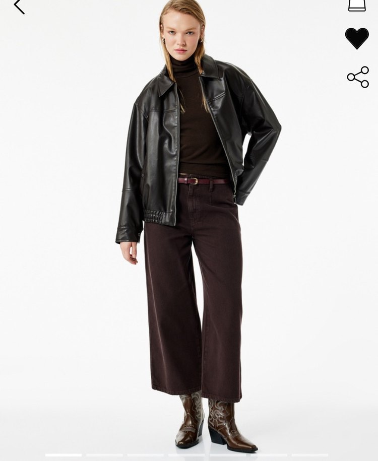 Kahverengi Kemerli Regular Fit Kadın Kot Pantolon - Görsel 3