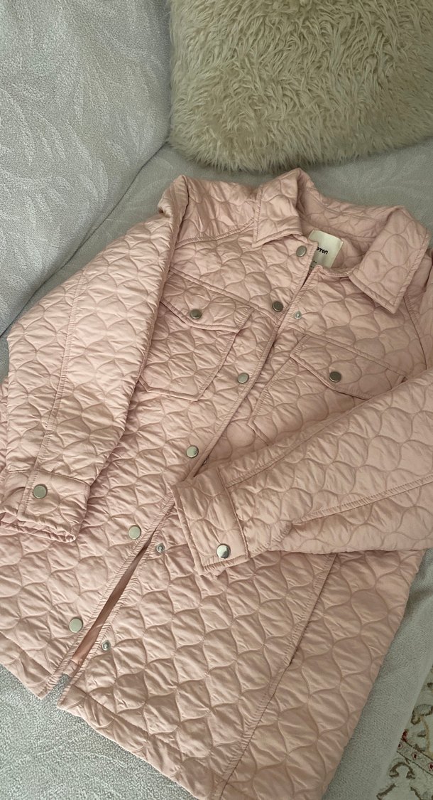 Düğmeli Pembe Midi Kadın Ceket KOTON - Görsel 2