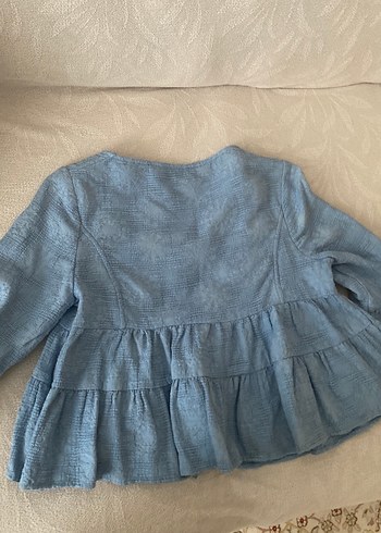 Mavi Keten Bohem Kadın Bluz  ZARA - Görsel 4