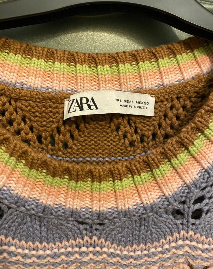 Renkli Desenli Örgü Kadın Süveter ZARA - Görsel 2