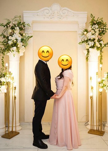 Pembe uzun Sade Nişan Elbisesi - Görsel 2