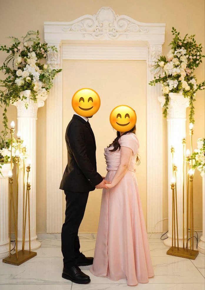 Pembe uzun Sade Nişan Elbisesi - Görsel 2