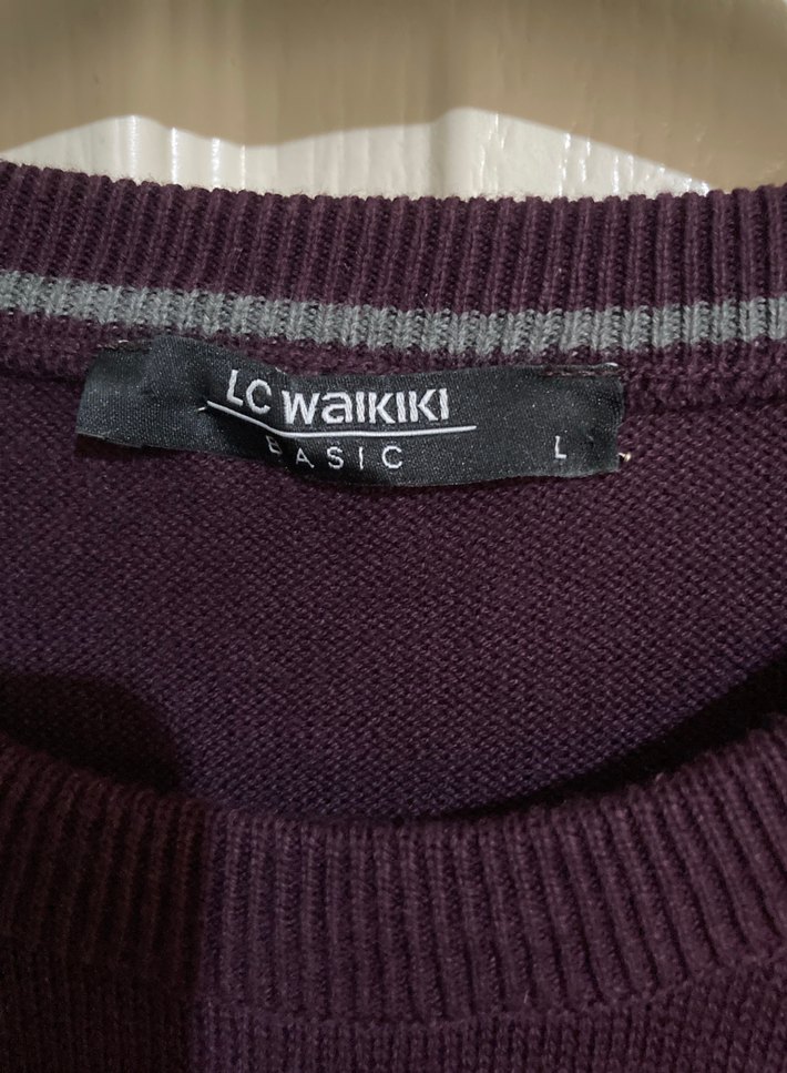 Bordo Erkek Triko Bisiklet Yaka Kazak - Görsel 2