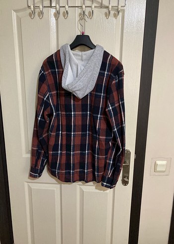 Kahverengi Ekoseli Kapüşonlu Erkek Gömlek - Görsel 2