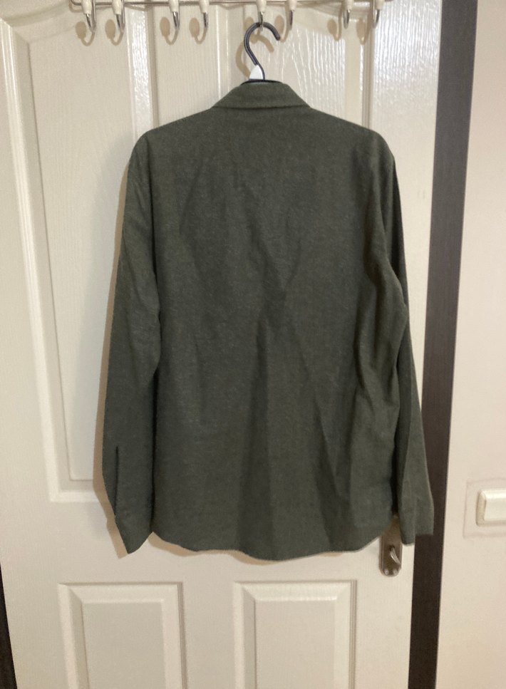 Erkek Haki Kışlık Uzun Kollu Gömlek - Görsel 2