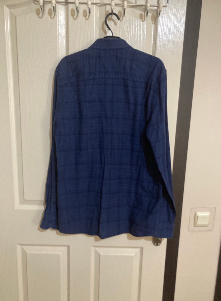 Lacivert Erkek Kışlık Gömlek, Uzun Kollu, Düğmeli - Görsel 2