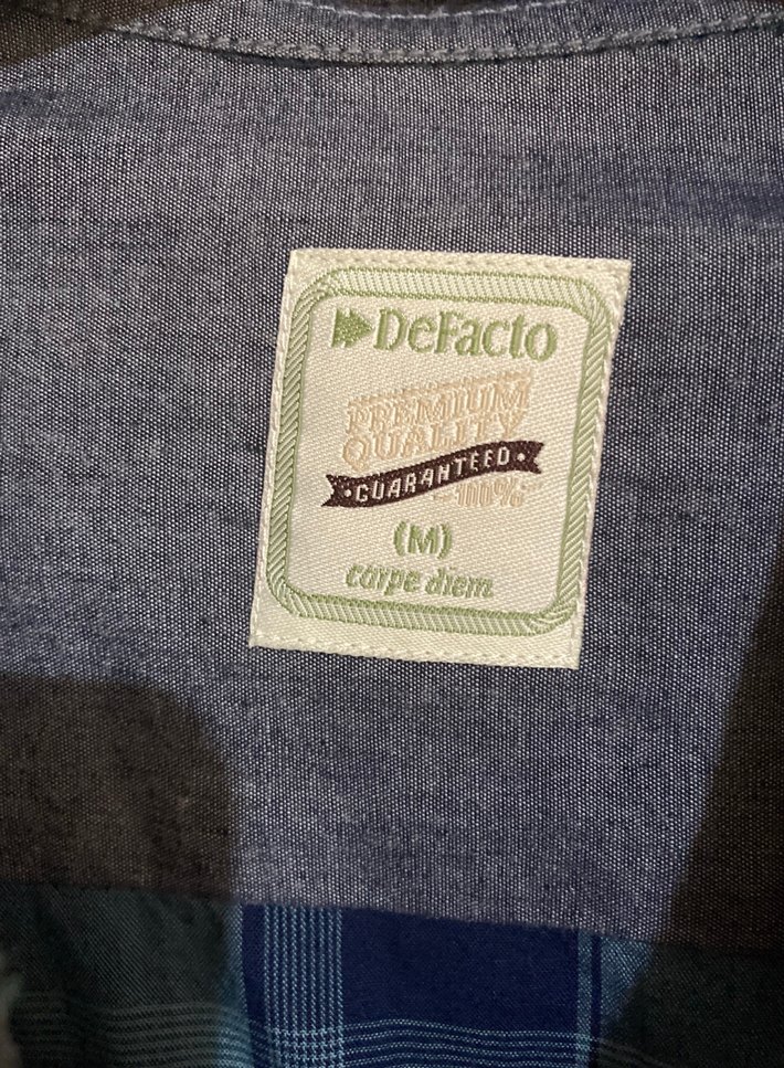 Erkek Mavi Ekose Denim Gömlek - Görsel 3