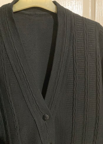 Düğmeli Siyah Cepli Kadın Hırka - Görsel 3