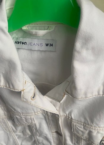 34 Beden Beyaz Düğmeli Kadın Denim Ceket
