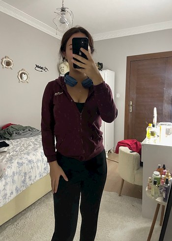 Bordo Kadın Spor Takım Yüksek Yaka Uzun Kollu